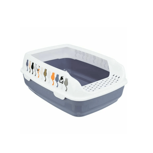 Trixie Delio Cat Litter Tray Rim with Cats Design - GREY/35X20X48CM - SNH Packing