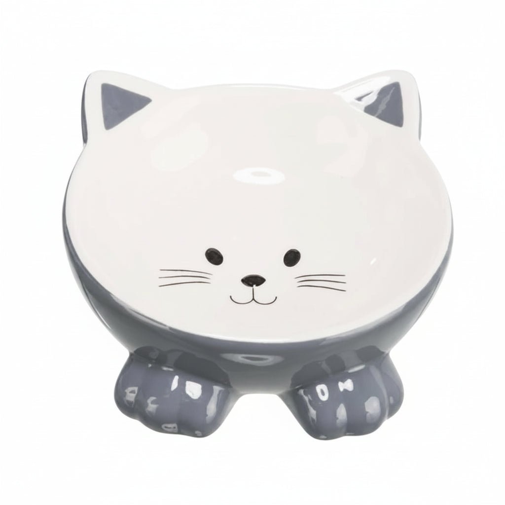 Trixie Elevated Ceramic Ergonomic Cat Bowl LIGHT GREY - 14CM - SNH Packing