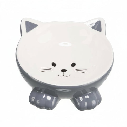 Trixie Elevated Ceramic Ergonomic Cat Bowl LIGHT GREY - 14CM - SNH Packing