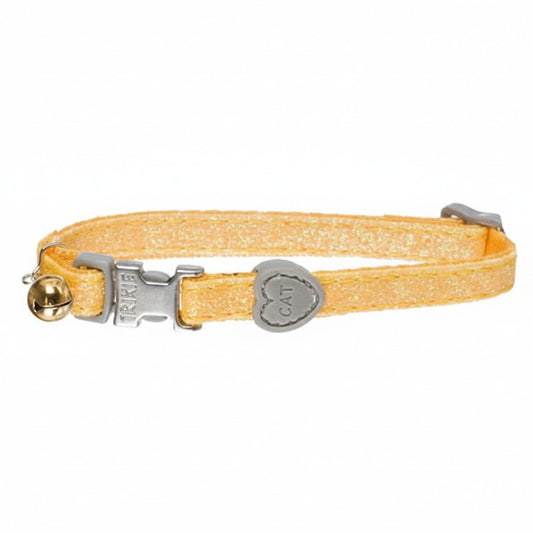 Trixie Glitter Effect Fully Adjustable Collar for Cats YELLOW 20X1X1 CM - SNH Packing