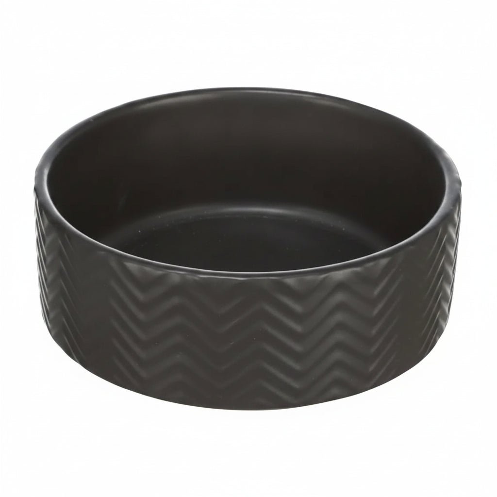 Trixie Wavy Pattern Ceramic Dog Bowl BLACK - 13CM - SNH Packing