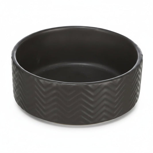 Trixie Wavy Pattern Ceramic Dog Bowl BLACK - 16CM - SNH Packing