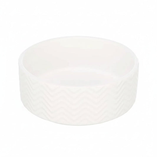 Trixie Wavy Pattern Ceramic Dog Bowl WHITE - 13CM - SNH Packing