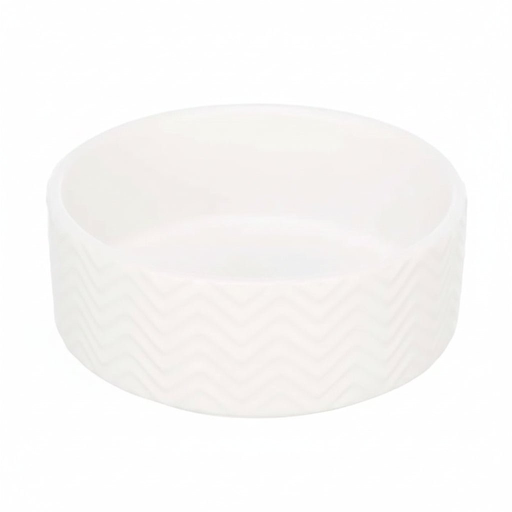 Trixie Wavy Pattern Ceramic Dog Bowl WHITE - 16CM - SNH Packing