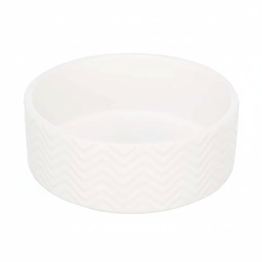 Trixie Wavy Pattern Ceramic Dog Bowl WHITE - 16CM - SNH Packing