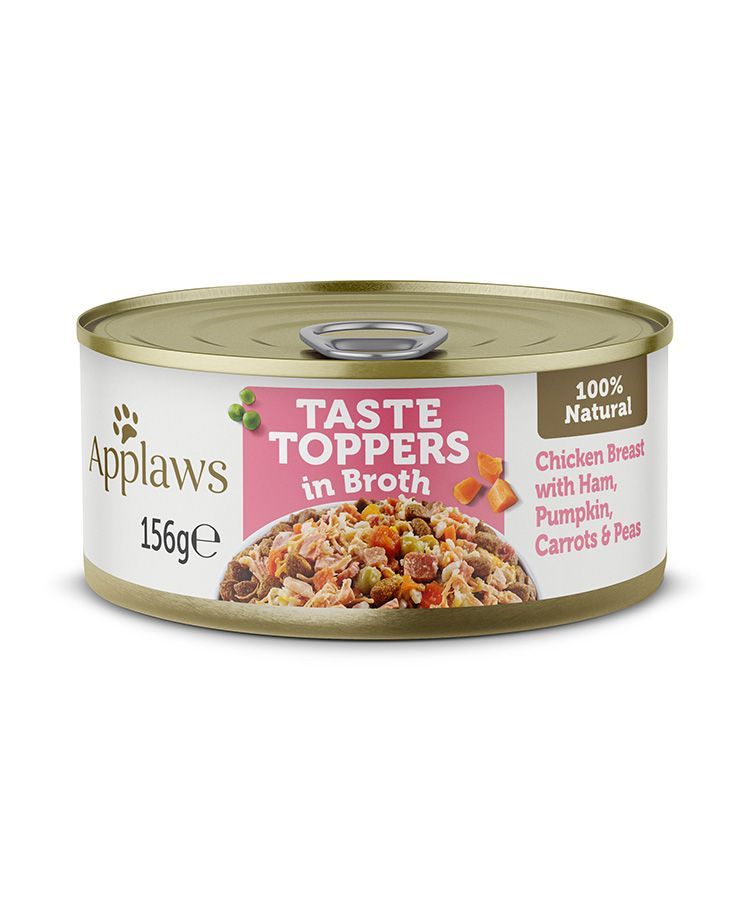 Applaws Taste Toppers in Broth Chicken with Ham & Vegetables Wet Dog Food 156g