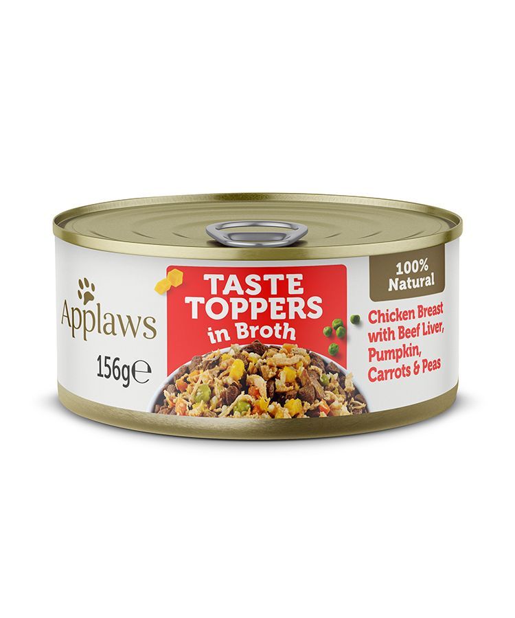 Applaws Taste Toppers in Broth Chicken with Beef Wet Dog Food 156g
