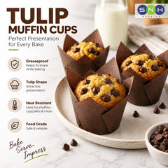 Tulip Muffin Cups Brown 15x15cm 100 Pieces - SNH Packing