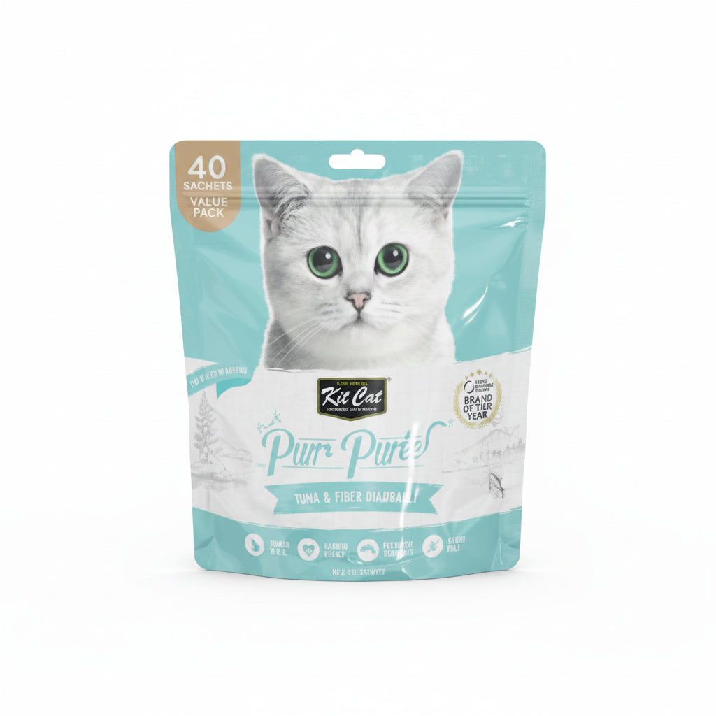 Kit Cat Purr Puree Tuna & Fiber (Hairball) (40 Sachets Value Pack)