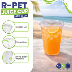 U-Shaped RPET Cups With Lid 92mm- Disposable Cold Drink Cups - SNH Packing