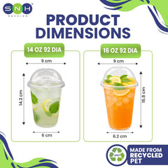 U-Shaped RPET Cups With Lid 92mm- Disposable Cold Drink Cups - SNH Packing