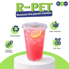 U-Shaped RPET Cups With Lid 92mm- Disposable Cold Drink Cups - SNH Packing