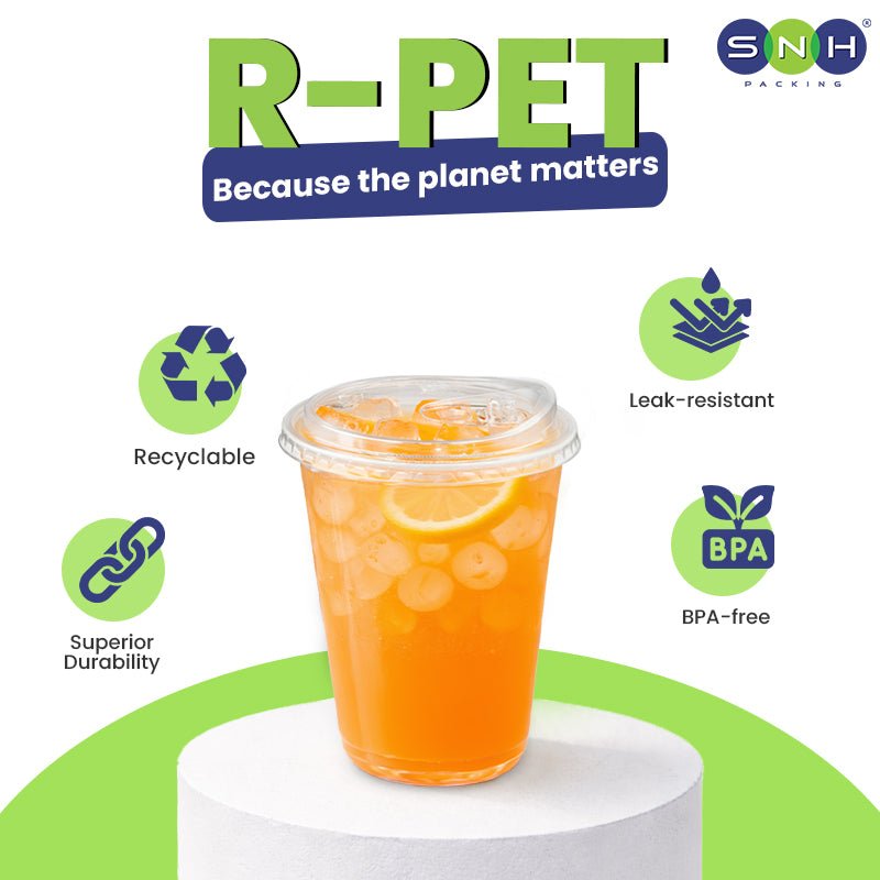 U-Shaped RPET Cups With Lid 92mm- Disposable Cold Drink Cups - SNH Packing