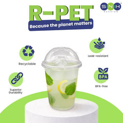 U-Shaped RPET Cups With Lid 92mm- Disposable Cold Drink Cups - SNH Packing
