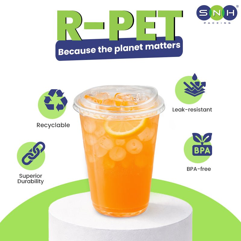 U-Shaped RPET Cups With Lid 92mm- Disposable Cold Drink Cups - SNH Packing