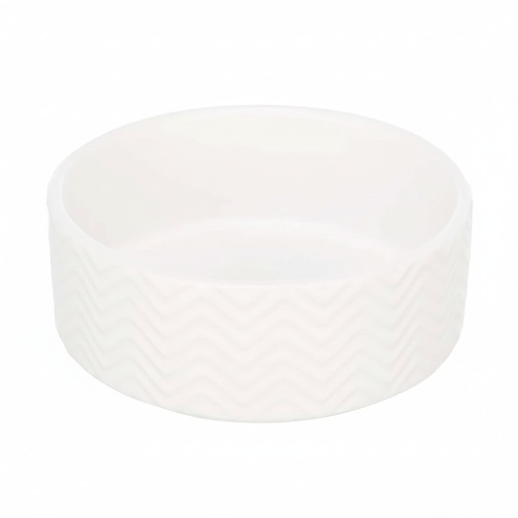 Trixie Wavy Pattern Ceramic Dog Bowl WHITE - 16CM