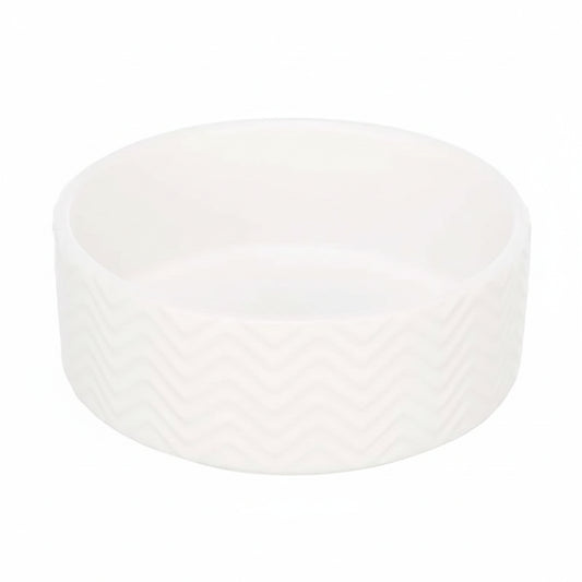 Trixie Wavy Pattern Ceramic Dog Bowl WHITE - 16CM