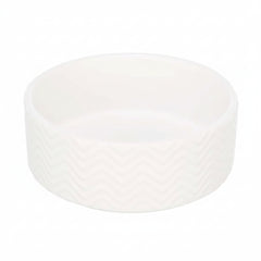 Trixie Wavy Pattern Ceramic Dog Bowl WHITE - 16CM