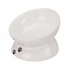 Trixie Raised Ergonomic Ceramic Cat Bowl WHITE - 250ML