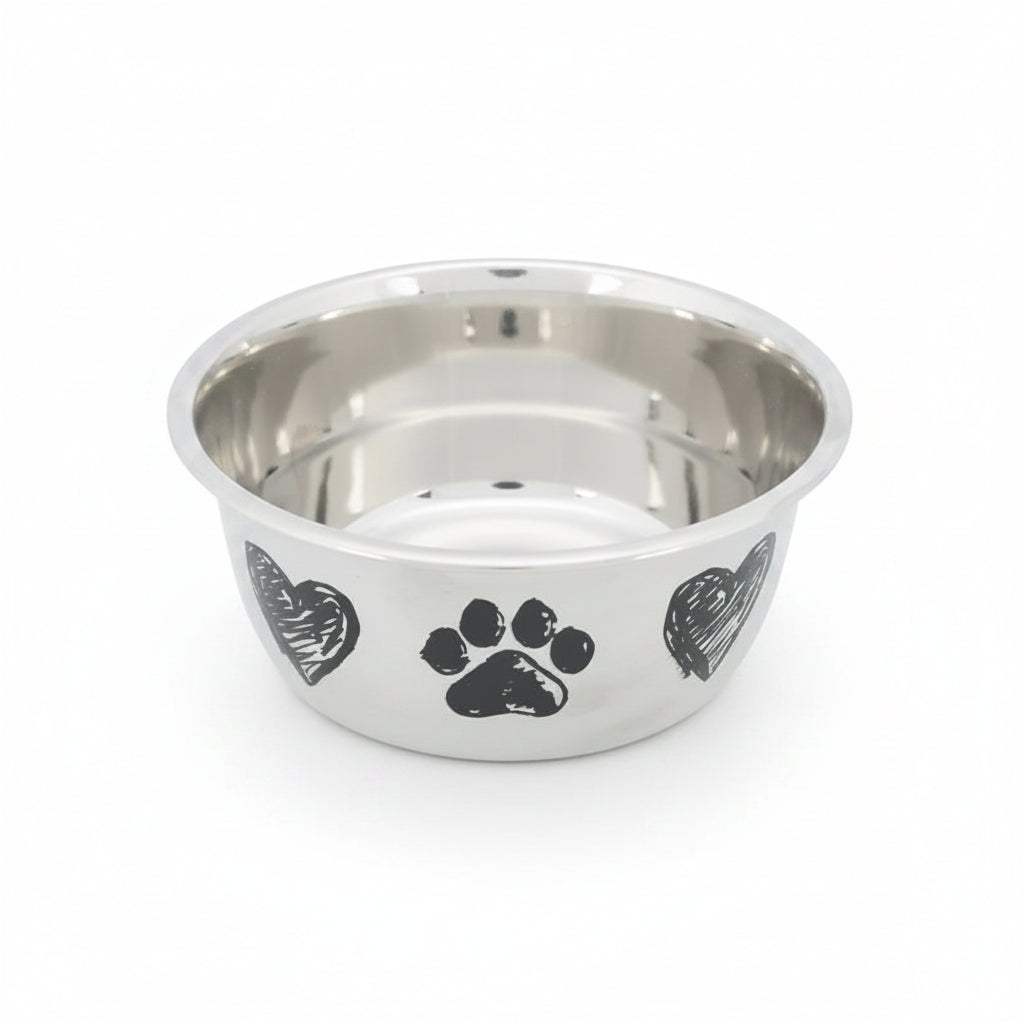 Trixie Paw & Heart Design Stainless Steel Bowl for Dogs - 1L