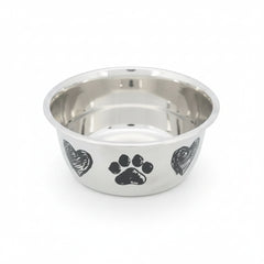 Trixie Paw & Heart Design Stainless Steel Bowl for Dogs - 1L