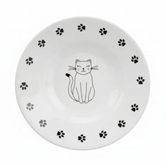 Trixie Ceramic Bowl Paw Print for Short-Nose Cat Breeds WHITE - 15CM