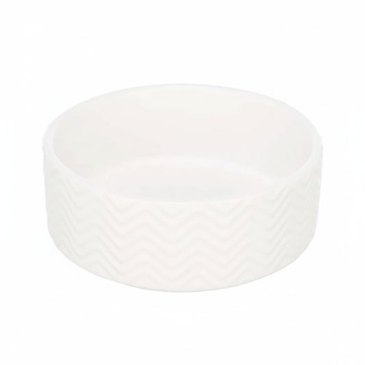 Trixie Wavy Pattern Ceramic Dog Bowl WHITE - 13CM