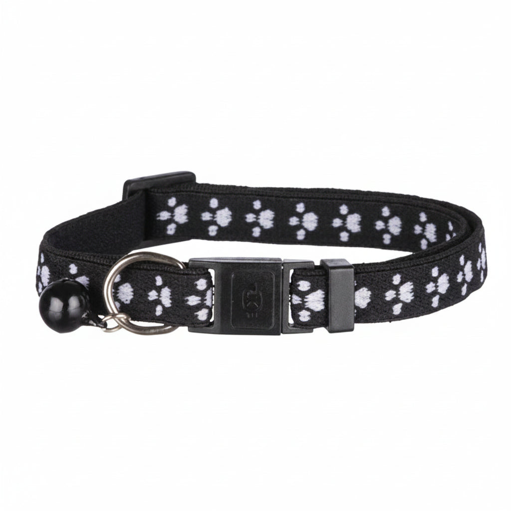Trixie Paw Motif Elastic Cat Collar BLACK
