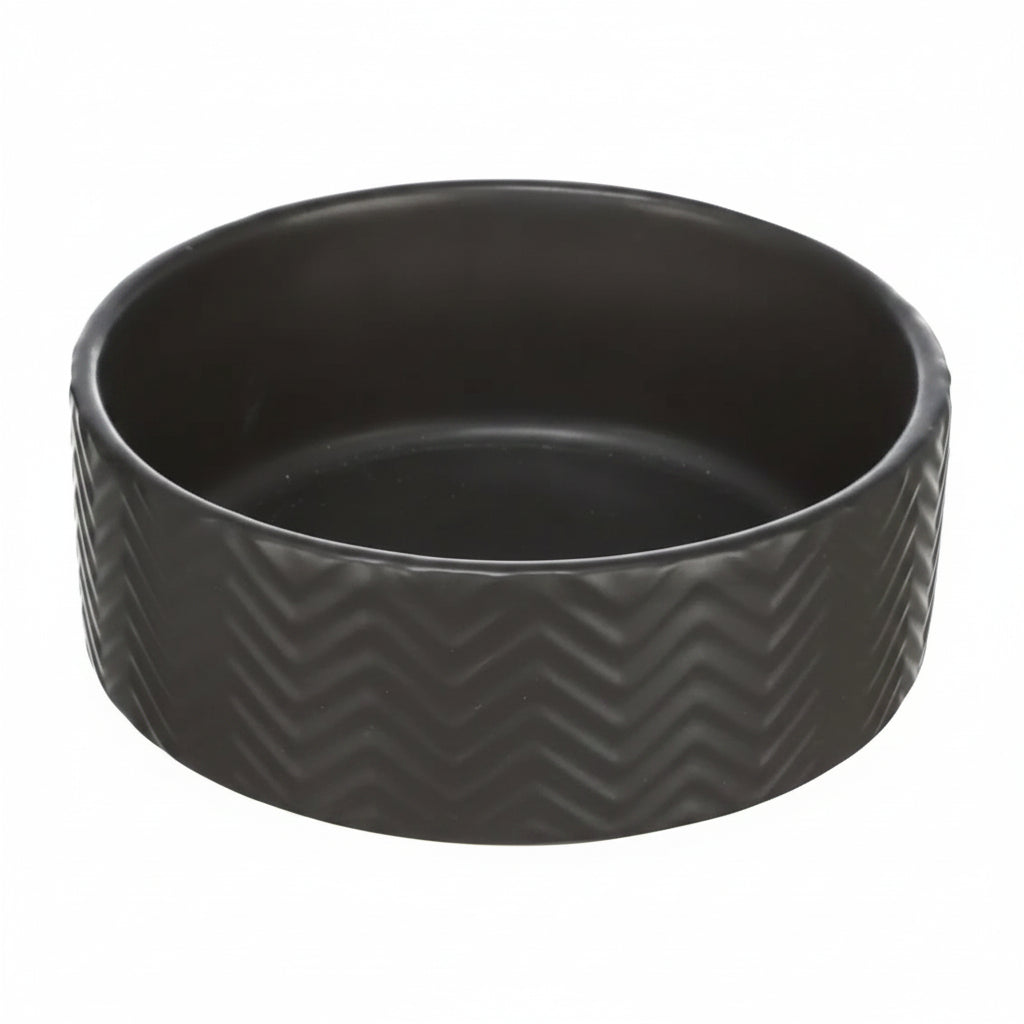Trixie Wavy Pattern Ceramic Dog Bowl BLACK - 13CM
