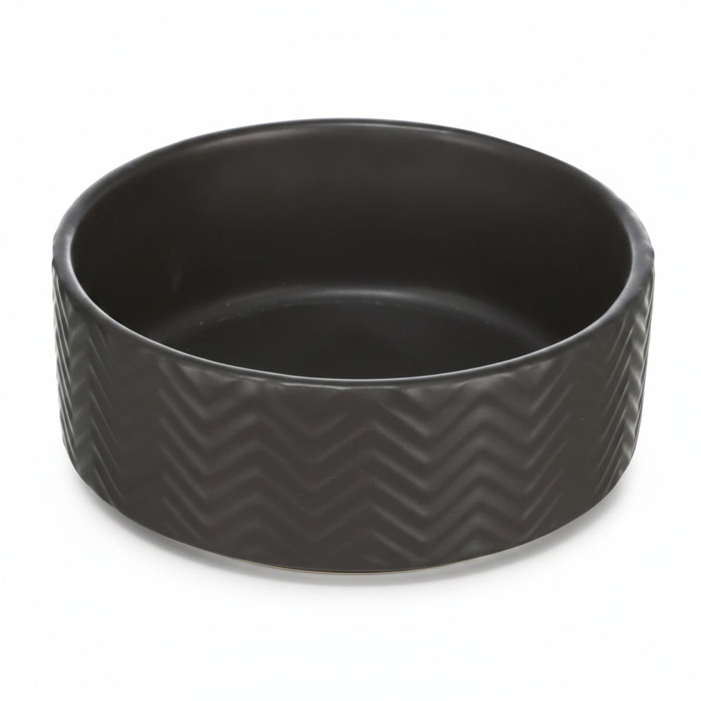 Trixie Wavy Pattern Ceramic Dog Bowl BLACK - 16CM