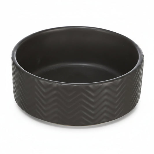 Trixie Wavy Pattern Ceramic Dog Bowl BLACK - 16CM