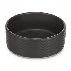 Trixie Wavy Pattern Ceramic Dog Bowl BLACK - 16CM