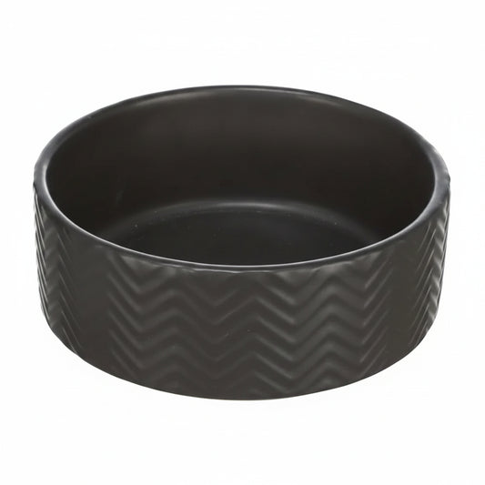 Trixie Wavy Pattern Ceramic Dog Bowl BLACK - 13CM