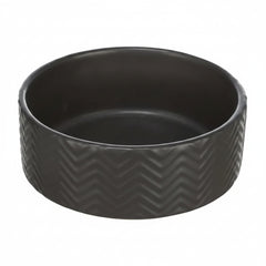 Trixie Wavy Pattern Ceramic Dog Bowl BLACK - 13CM