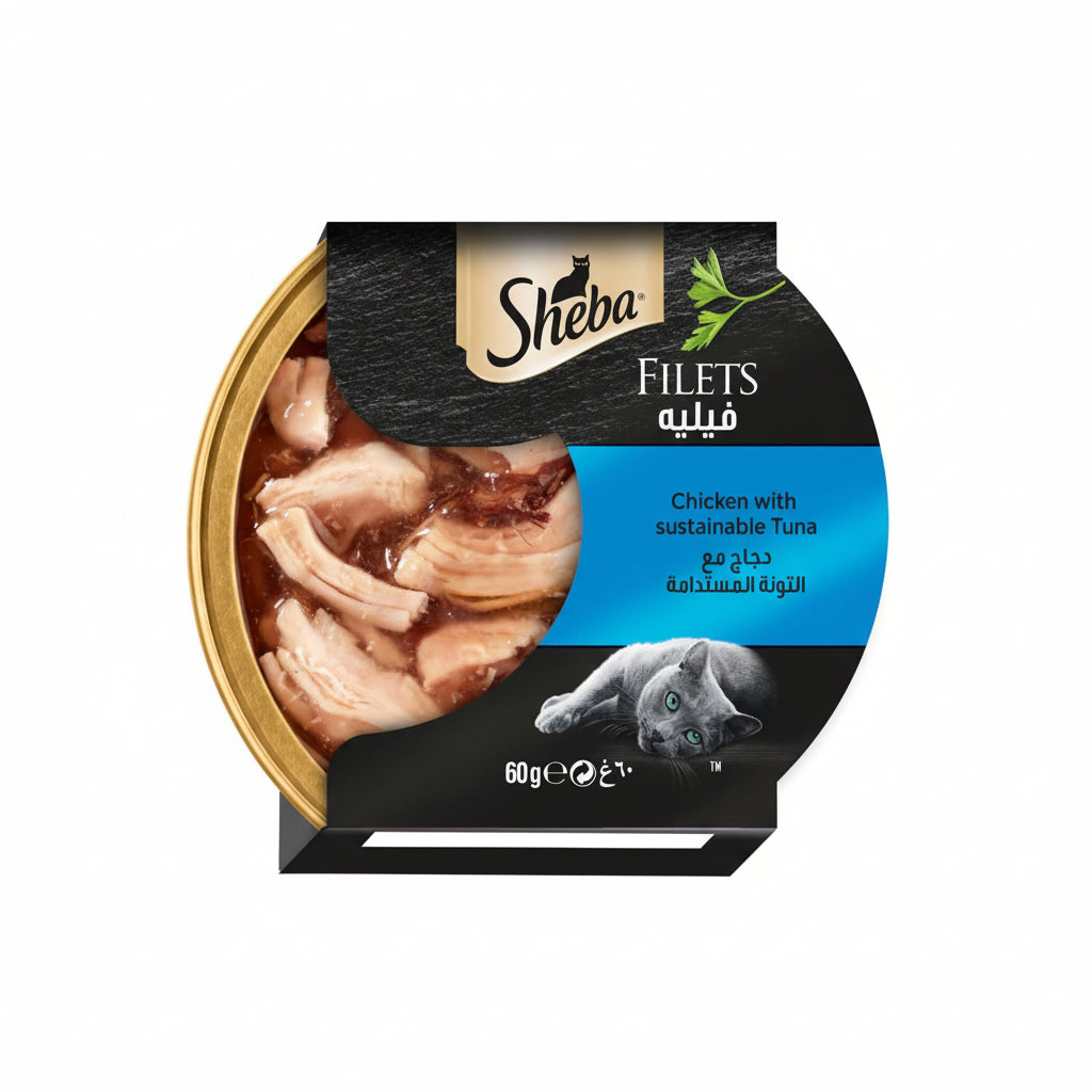 Sheba Filets Chicken & Tuna Wet Cat Food - 60G