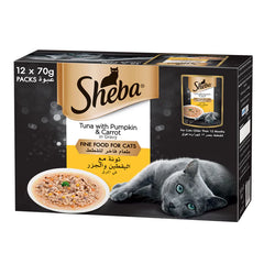 Sheba Fine Wet Cat Food Pouch Tuna with Pumpkin & Carrot in Gravy  -12X70G