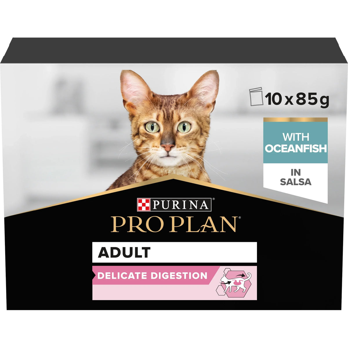 Purina Pro Plan Delicate Wet Cat Food, Oceanfish in Gravy, Multipack, 10 x 85g