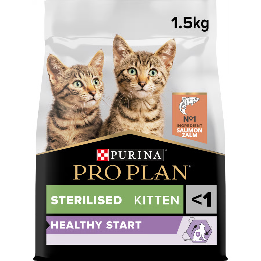 Purina Pro Plan Sterilised Kitten Healthy Start, Dry Cat Food with Salmon, 1.5 kg
