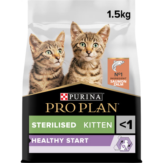 Purina Pro Plan Sterilised Kitten Healthy Start, Dry Cat Food with Salmon, 1.5 kg