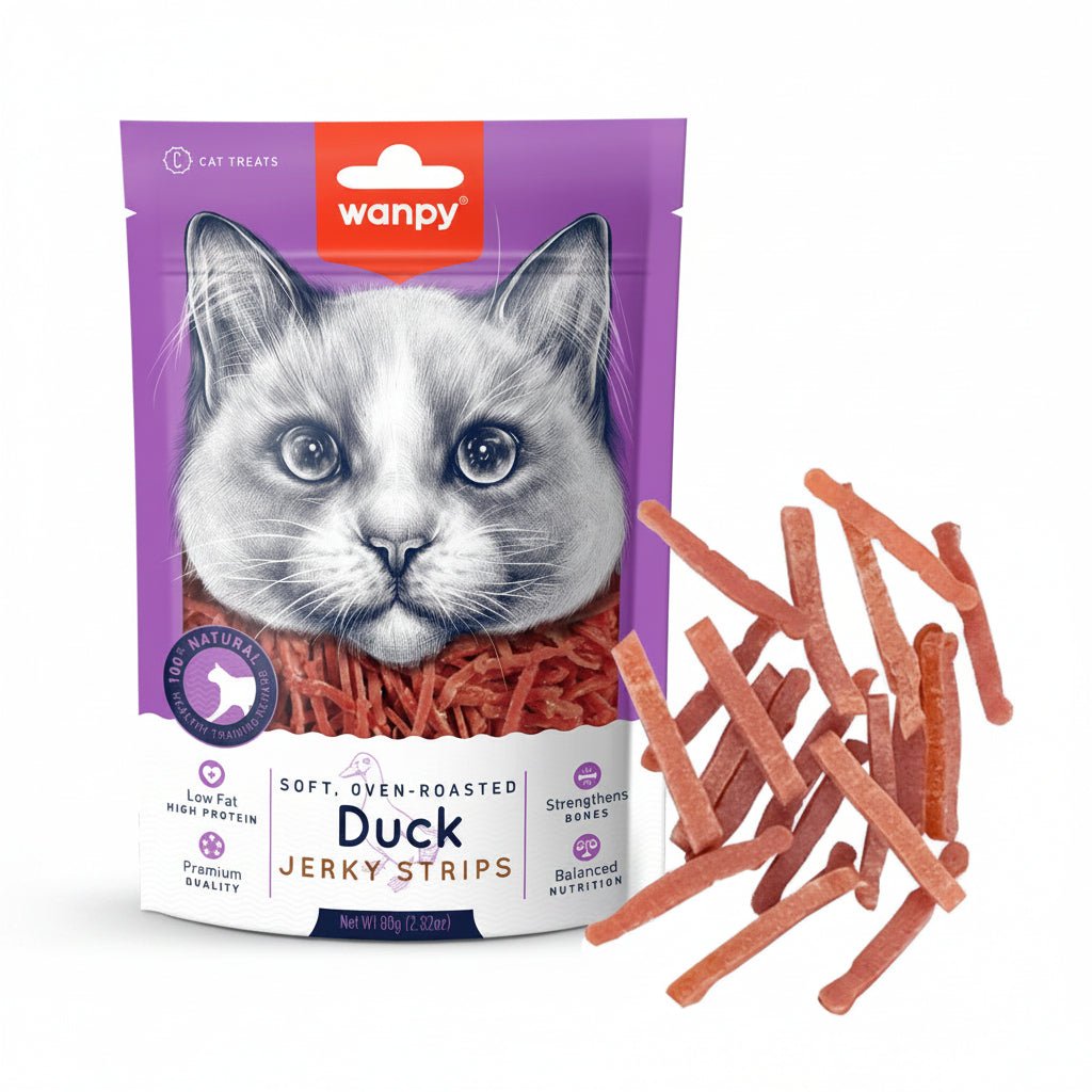 Wanpy Soft Duck Jerky Strips for Cats 80g - SNH Packing