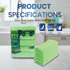 Microfiber Cleaning Cloth Pack – 40x40cm | 5pcs x 20PKTs | Multi-Color Options