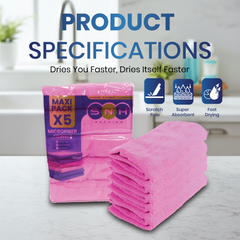 Microfiber Cleaning Cloth Pack – 40x40cm | 5pcs x 20PKTs | Multi-Color Options