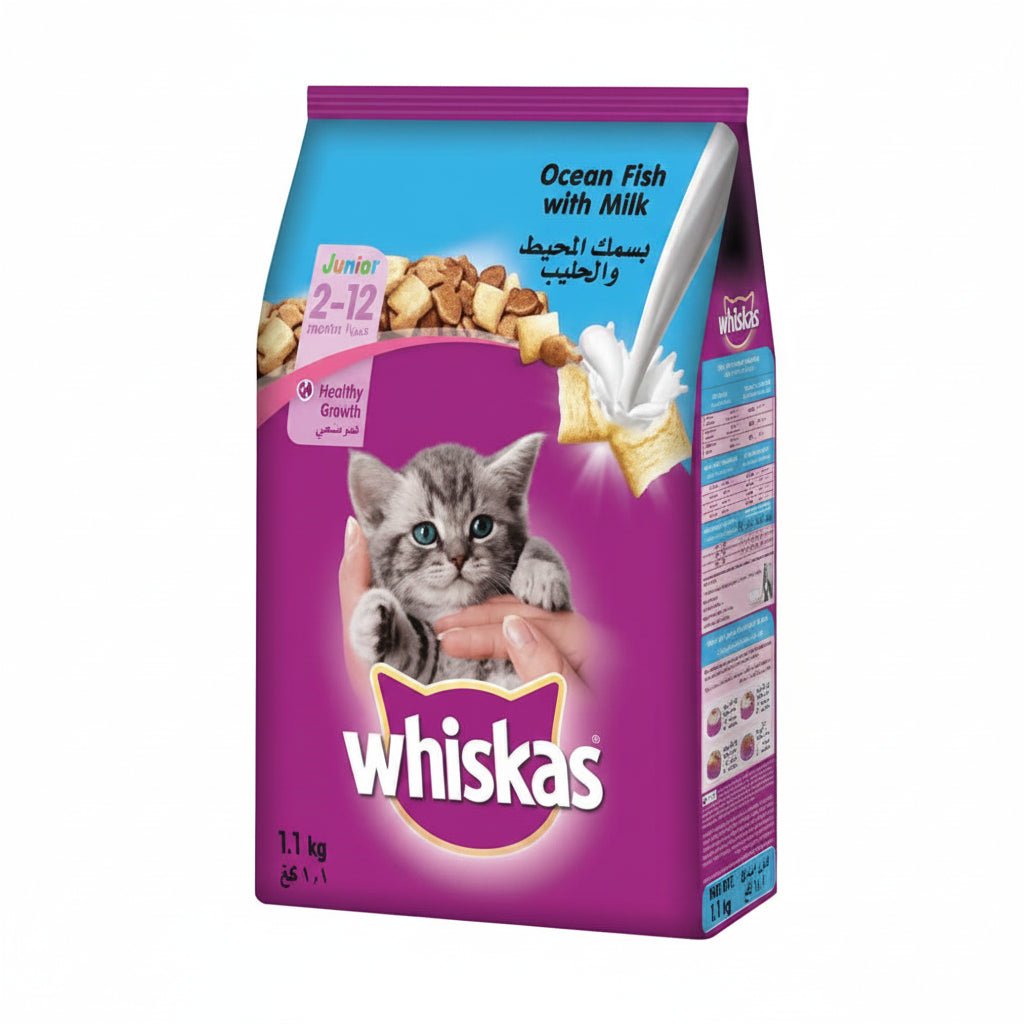 Whiskas Junior Ocean Fish with Milk Dry Cat Food - 1.1KG - SNH Packing