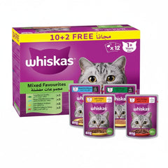 Whiskas Mixed Favourites Wet Cat Food 10+2 Multipack - 12X80G - SNH Packing