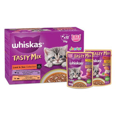 Whiskas Tasty Mix Land & Sea Collection Wet Cat Food - 12X70G - SNH Packing