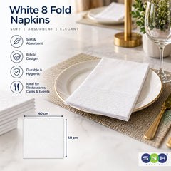 White Black 8 Fold Napkins 40x40CM 45 Sheets Premium Table Napkins - SNH Packing