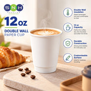 White Double Wall Paper Cup 12 oz - 500 Pcs Wholesale Pack - SNH Packing