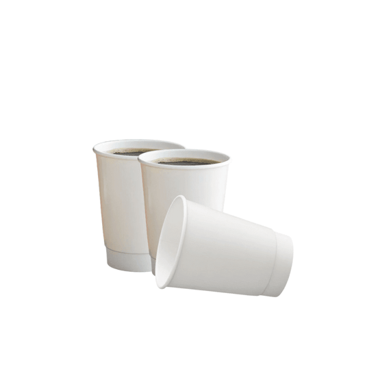 White Double Wall Paper Cups 4 OZ to 16 OZ Hot Cold - SNH Packing