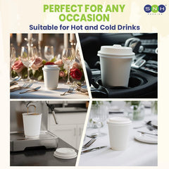 White Double Wall Paper Cups with Bagasse Lids - SNH Packing