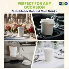 White Double Wall Paper Cups with Bagasse Lids 8 OZ 12 OZ - SNH Packing
